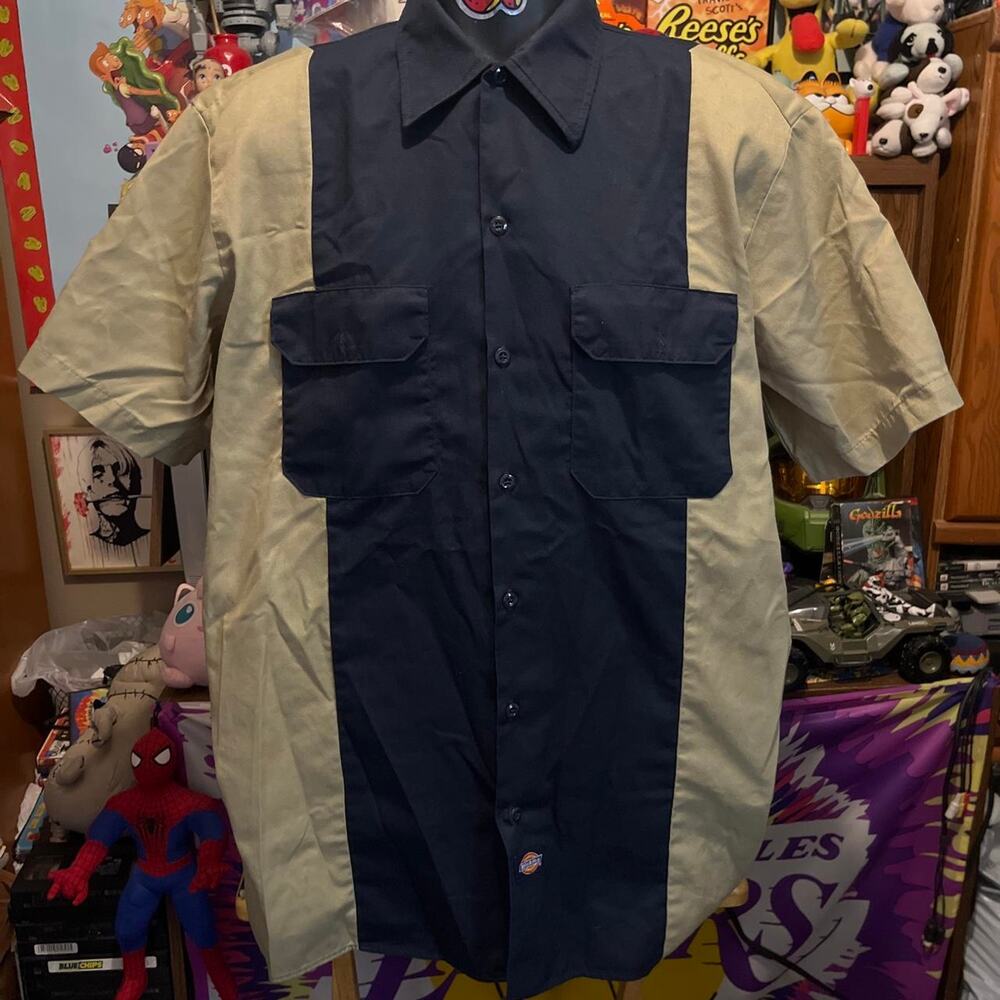 Vintage Two Tone Dickies Workwear Shirt Tan/Navy Size 2XL